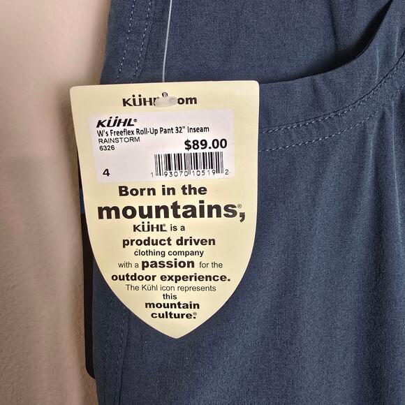 Kuhl Freeflex Roll-up Hiking Pants 32" (Rainstorm) Size 4 NWT - Picture 3 of 3